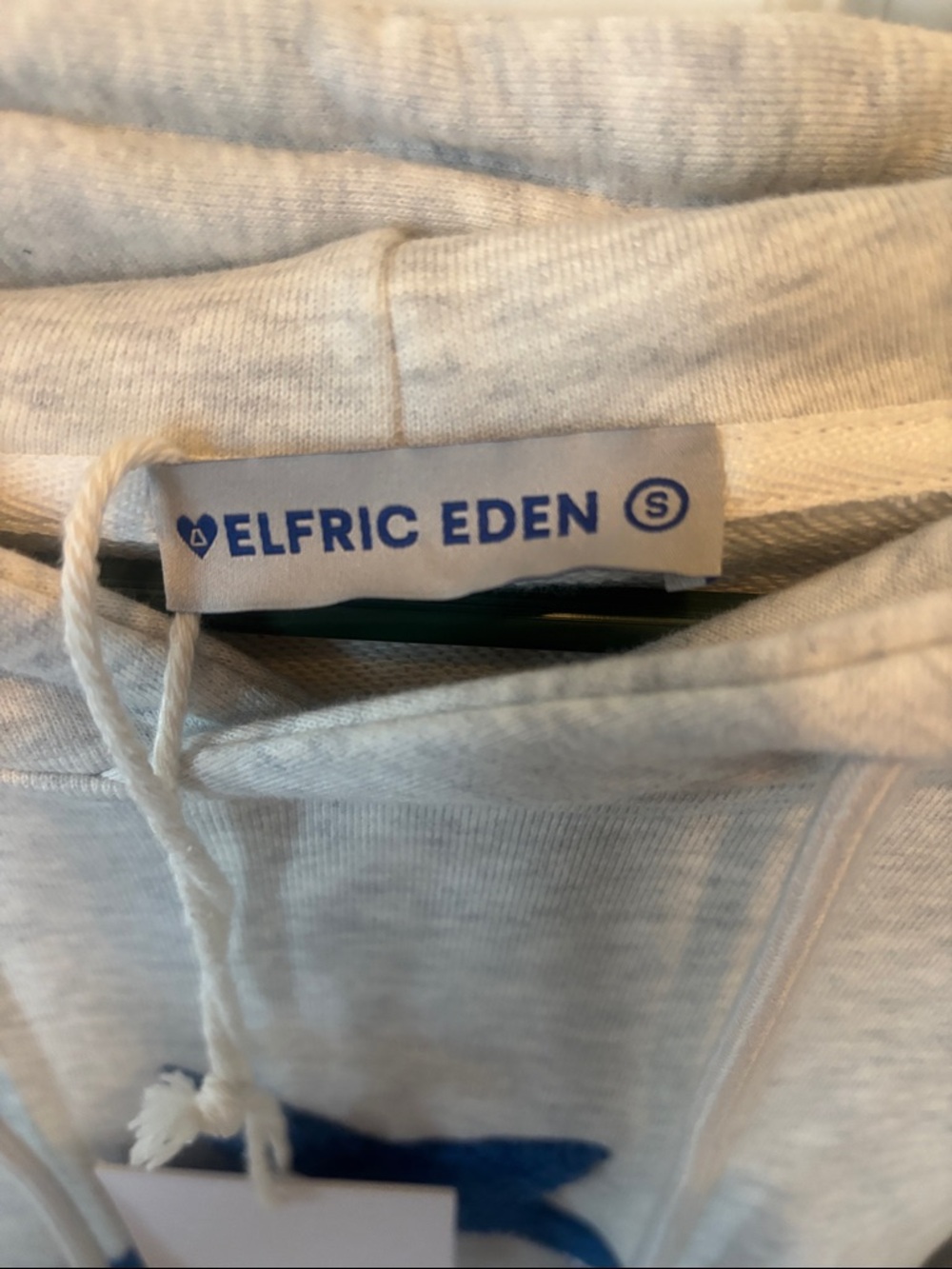 Aelfric Eden Light Gray Hoodie with Blue Accent women’s - Picture 2 of 3